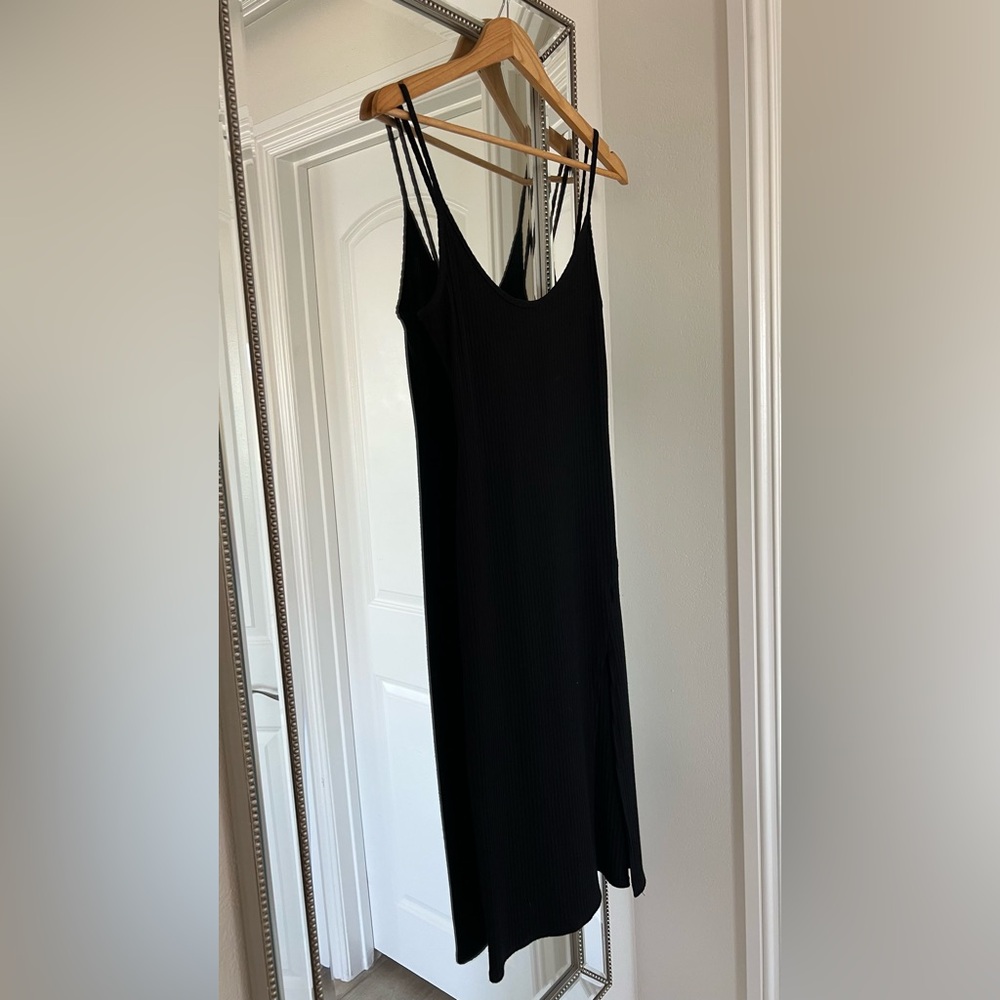 Nordstrom’s BP. Silence + Noise Charcoal Ribbed Knit Maxi Dress with Slit (M)